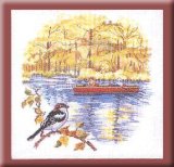 画像: 秋の風景すずめ・ボート