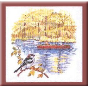画像: 秋の風景すずめ・ボート