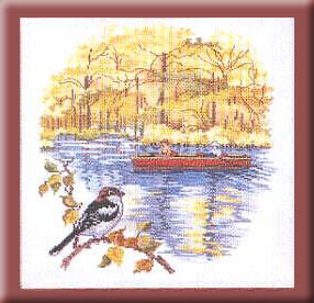 画像1: 秋の風景すずめ・ボート